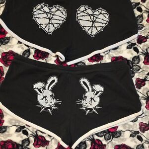 Too Fast Black Shorts with Heart Graphic